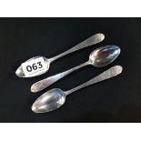 3 IRISH GEORGIAN TEASPOONS 42G