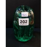 VICTORIAN GREEN GLASS 'DUMP' PAPERWEIGHT