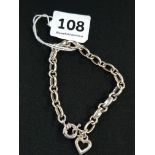SILVER BRACELET WITH HEART CHARM