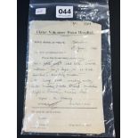 2 ULSTER VOLUNTEER HOSPITAL DOCUMENTS 1943/44