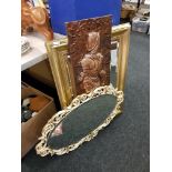 2 MIRRORS AND COPPER PLAQUE