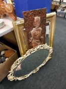 2 MIRRORS AND COPPER PLAQUE