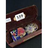 SPECTACLES CASE TO CONTAIN ANTIQUE RAILWAY MEDAL AND SILVER JEWEL