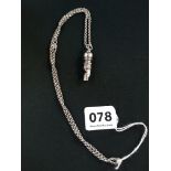 ANTIQUE SILVER WHISTLE ON SILVER CHAIN