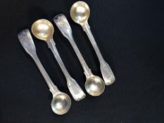 4 SOLID SILVER MUSTARD/SALT SPOONS LONDON 1837 88G