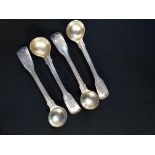 4 SOLID SILVER MUSTARD/SALT SPOONS LONDON 1837 88G