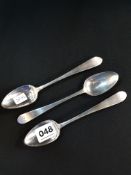 3 SOLID SILVER DESSERT SPOONS DUBLIN 1799 89G