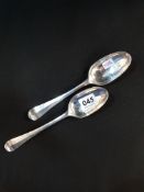 2 SOLID SILVER TABLESPOONS DUBLIN 1734 & 1751 132G