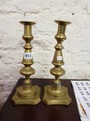 PAIR OF VICTORIAN BRASS CANDLE STICKS