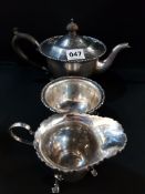 3 PIECE SILVER BACHELORS TEA SERVICE BIRMINGHAM 1919/20 CIRCA 532G