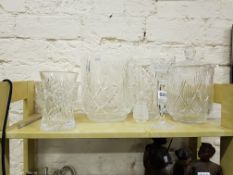 SHELF LOT OF TYRONE AND OTHER CUT GLASS