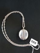 LARGE SILVER LOCKET ON LONG SILVER ROPE CHAIN