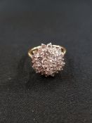 18 CT GOLD & DIAMOND CLUSTER RING WITH 1.5 CARAT OF DIAMOND SIZE 0