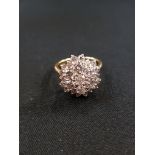 18 CT GOLD & DIAMOND CLUSTER RING WITH 1.5 CARAT OF DIAMOND SIZE 0