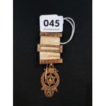 9CT GOLD MASONIC MEDAL AND BARS - TOTAL WEIGHT 8.3G