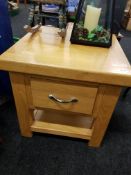 SOLID LIGHT OAK COFFEE TABLE WITH DRAWER