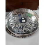 2 SILVER PLATED GALLERY EDGED TRAYS