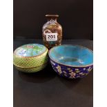 3 PIECES OF OLD CLOISONNE