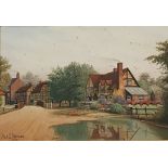 WATERCOLOUR - DENHAM, MIDDLESSEX BY A S WATSON