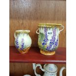 2 ART DECO CROWN DEVON JUG AND VASE