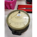 LARGE ANTIQUE BRASS VOLT METER