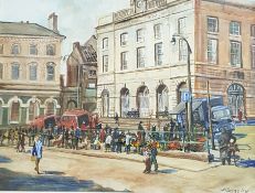 OIL ON BOARD MARKET DAY J CONNOLLY