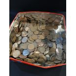 LARGE TIN OF OLD PENNIES