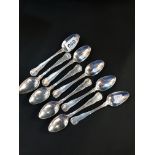 9 IRISH SILVER TEASPOONS DUBLIN CIRCA 1820 APPROX 294G