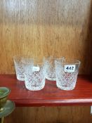 SET OF 4 WATERFORD CRYSTAL ALANA PATTERN WHISKEY TUMBLERS 3' X 3.5'