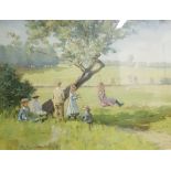 LARGE VICTORIAN GILT FRAMED OIL ON CANVAS - THE SWING SIGNED 36' X 28'