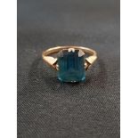 9 CARAT GOLD BLUE STONE RING CIRCA 2.1 GRAMS