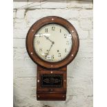 ANTIQUE DROP DIAL WALL CLOCK WITH MOTHER OF PEARL INLAY