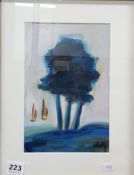 OIL ON BOARD TREE AND BOATS SIGNED MARKEY
