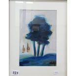 OIL ON BOARD TREE AND BOATS SIGNED MARKEY