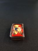 SILVER SNUFF BOX WITH ENAMEL TOP