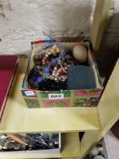 SMALL BOX OF VINTAGE BEADS ETC