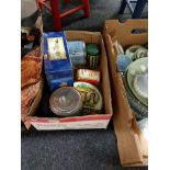 BOX LOT OF ADVERTISING TINS