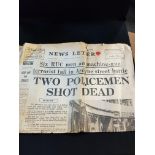 OLD NEWSPAPER - HEADLINE - TWO POLICEMEN SHOT DEAD