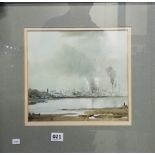 TOM KERR - WATERCOLOUR- BELFAST FROM HOLYWOOD