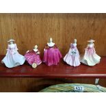 5 SMALL COALPORT FIGURES