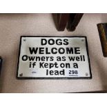 CAST IRON SIGN - DOGS WELCOME