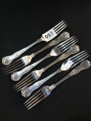 6 SOLID SILVER KINGS PATTERN FORKS 340G