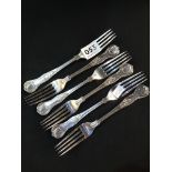 6 SOLID SILVER KINGS PATTERN FORKS 340G