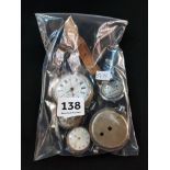 BAG LOT OF VINTAGE POCKET WATCH AND WATCH PARTS