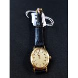 LADIES 18CT GOLD JAEGER LE COULTRE (WORKING) WITH SAPPHIRE WINDER CIRCA 10G IN CASE