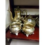 4 PIECE BRASS TEASET