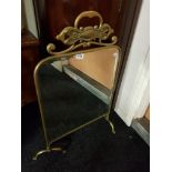 ANTIQUE ART NOUVEAU BRASS AND BEVELLED GLASS FIRESCREEN