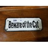 CAST IRON SIGN - BEWARE OF THE CAT