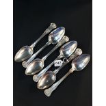 SET OF 6 GEORGIAN SOLID SILVER KINGS PATTERN DINNER SPOONS DATED 1827-28 TOTAL WEIGHT 594G MAKER