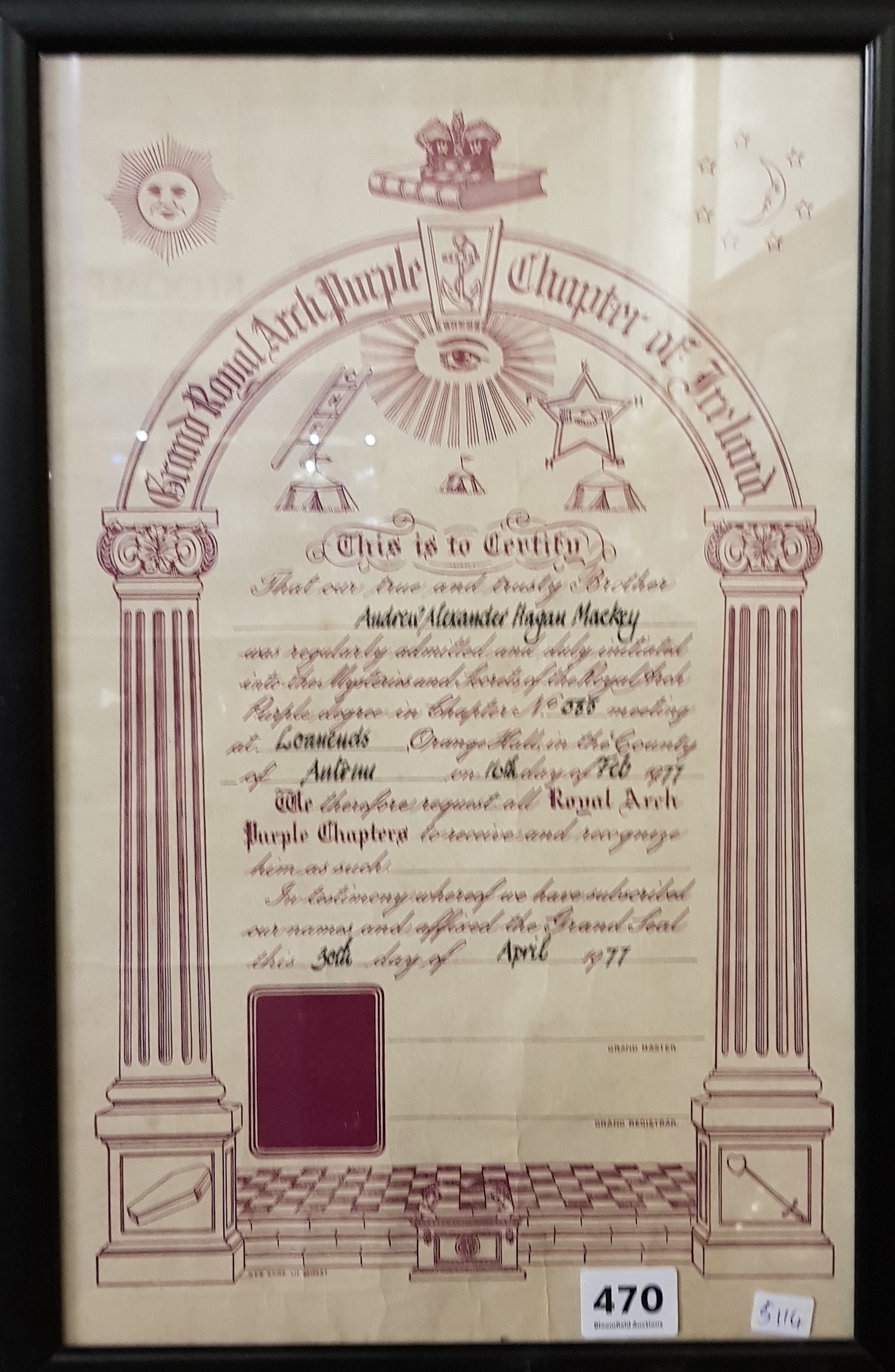 ORANGE ORDER CERTIFICATE FRAMED